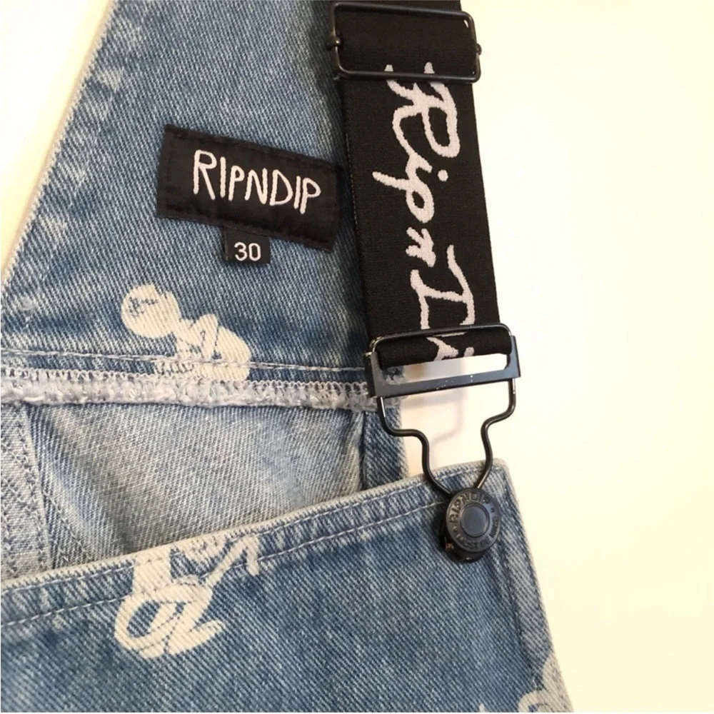 RIPNDIP Denim Dance Party Cat Overalls Small Rip N Dip Jeans - Picture 5 of 9